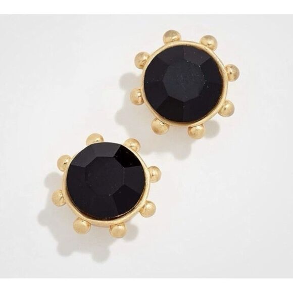 KATE SPADE New York Gold Tone Flying Colors Jet Black Stud Earrings New in Box - Picture 1 of 5